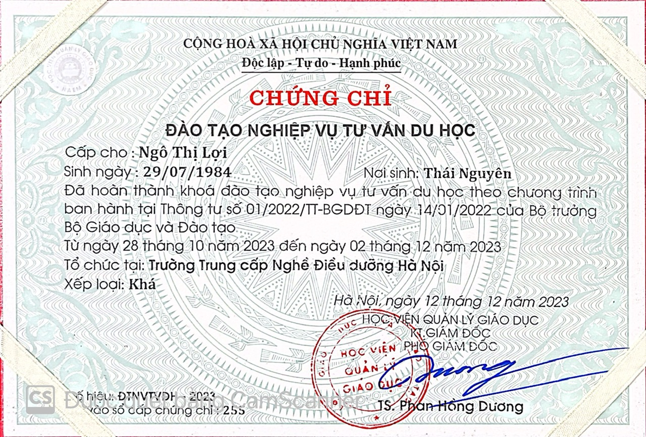 Chứng chỉ tư vấn Lợi