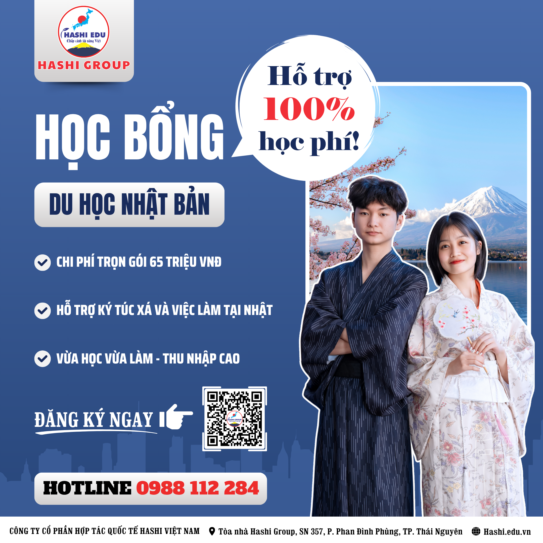 BOOK HỌC BỔNG DU HỌC NHẬT BẢN 2025 - 2026 CÙNG HASHI GROUP