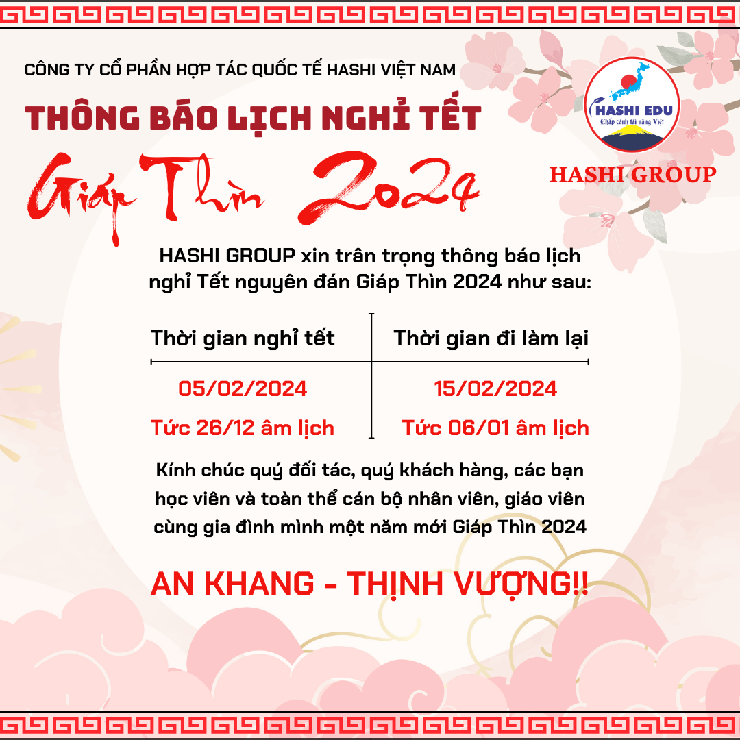 LỊCH NGHỈ TẾT NGUYÊN ĐÁN GIÁP THÌN 2024